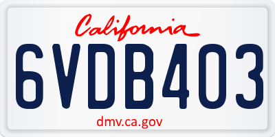 CA license plate 6VDB403