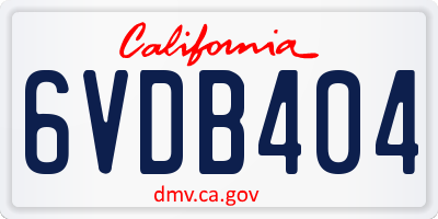 CA license plate 6VDB404