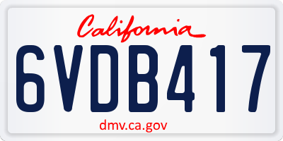 CA license plate 6VDB417