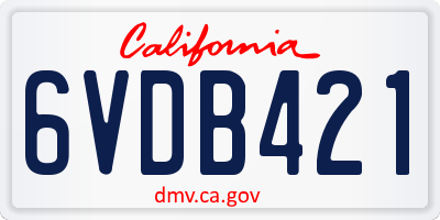 CA license plate 6VDB421