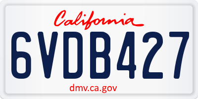 CA license plate 6VDB427