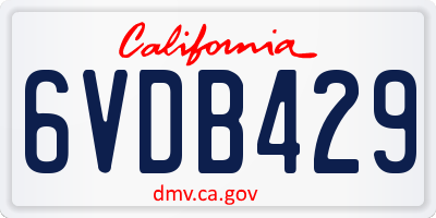 CA license plate 6VDB429