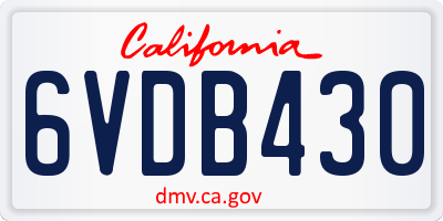 CA license plate 6VDB430