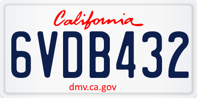 CA license plate 6VDB432