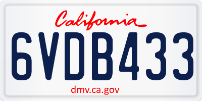 CA license plate 6VDB433