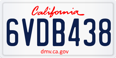 CA license plate 6VDB438