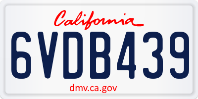 CA license plate 6VDB439