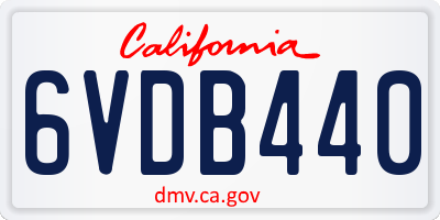CA license plate 6VDB440