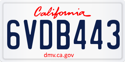 CA license plate 6VDB443