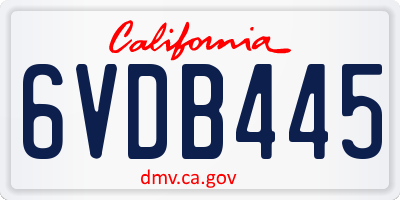 CA license plate 6VDB445