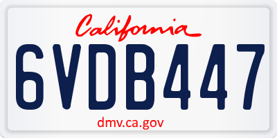 CA license plate 6VDB447