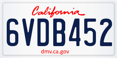 CA license plate 6VDB452