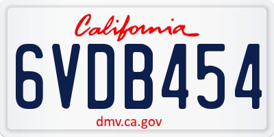 CA license plate 6VDB454