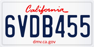 CA license plate 6VDB455
