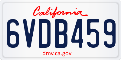 CA license plate 6VDB459