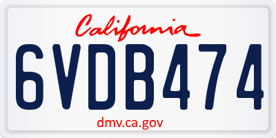 CA license plate 6VDB474