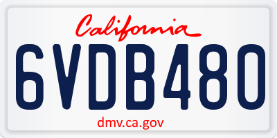 CA license plate 6VDB480