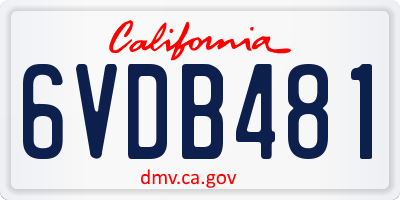 CA license plate 6VDB481