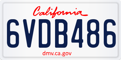 CA license plate 6VDB486