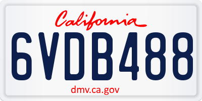 CA license plate 6VDB488