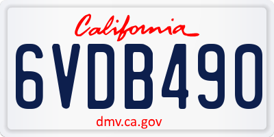 CA license plate 6VDB490