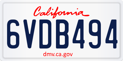 CA license plate 6VDB494