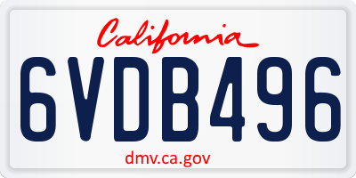 CA license plate 6VDB496