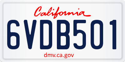 CA license plate 6VDB501