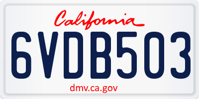 CA license plate 6VDB503