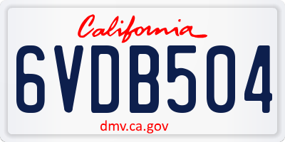 CA license plate 6VDB504
