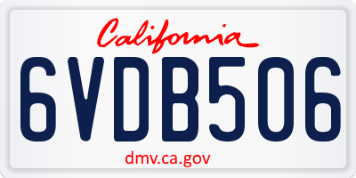 CA license plate 6VDB506