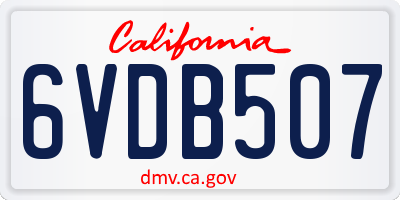 CA license plate 6VDB507