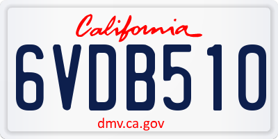 CA license plate 6VDB510