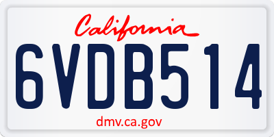 CA license plate 6VDB514