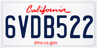CA license plate 6VDB522