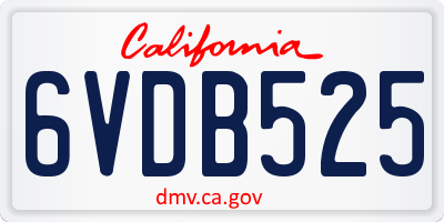 CA license plate 6VDB525