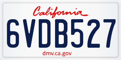 CA license plate 6VDB527