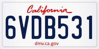 CA license plate 6VDB531