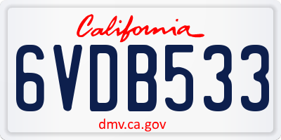 CA license plate 6VDB533