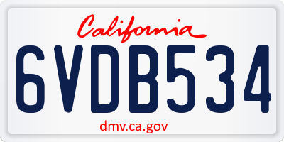 CA license plate 6VDB534