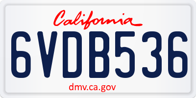 CA license plate 6VDB536