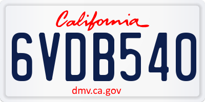 CA license plate 6VDB540