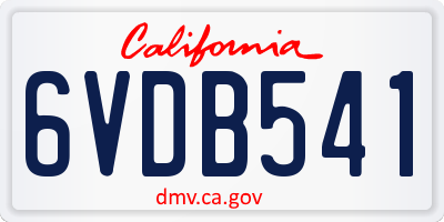 CA license plate 6VDB541