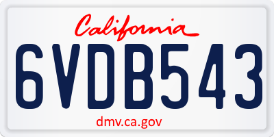 CA license plate 6VDB543