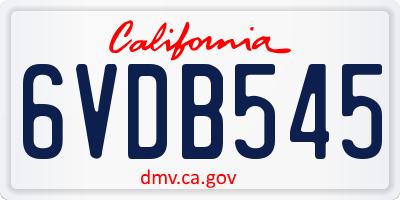 CA license plate 6VDB545