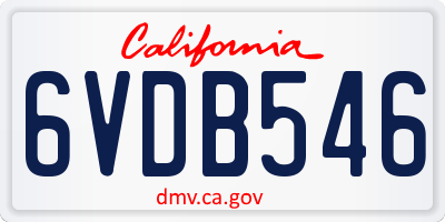 CA license plate 6VDB546