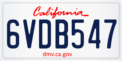 CA license plate 6VDB547