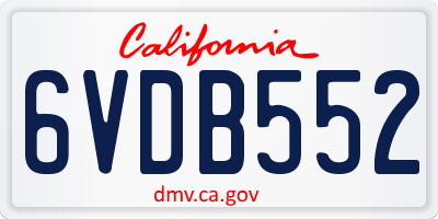 CA license plate 6VDB552