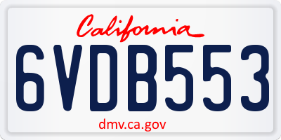 CA license plate 6VDB553