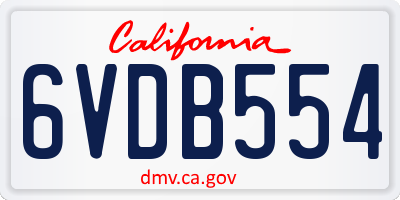 CA license plate 6VDB554